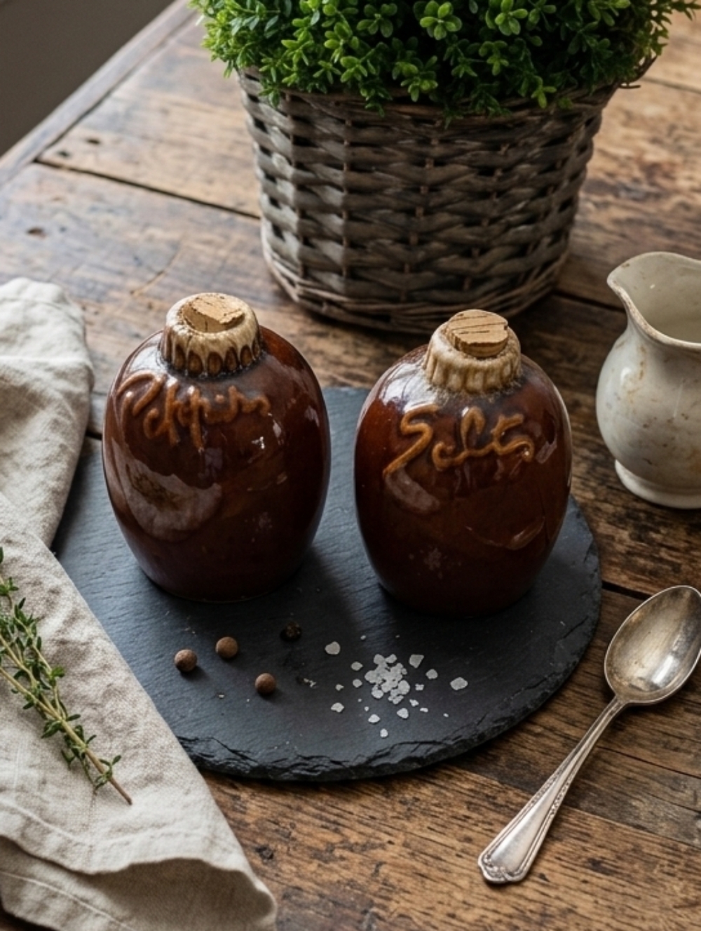 Hull Pottery Brown Drip Glaze Salt & Pepper Set MCM Farmhouse